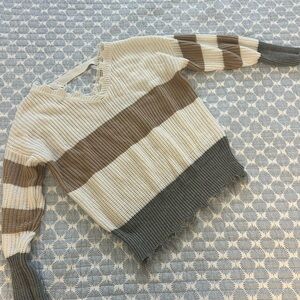 moon & madison Striped Cream, Brown, and Gray Sweater